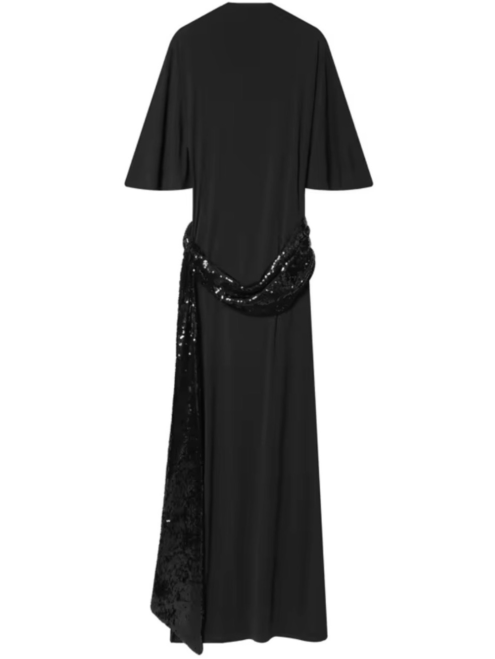 Zara Black Maxi Dress with Sequin Draped Sash